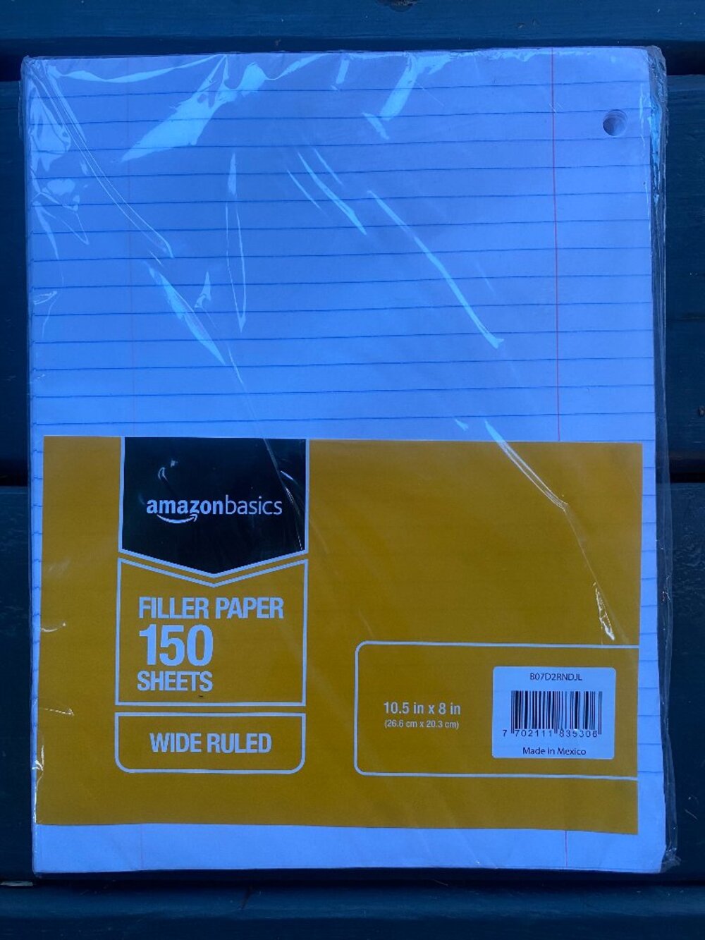 Amazon Basics- White Filler Paper-150 sheets-wide ruled-NEW/UNOPENED!